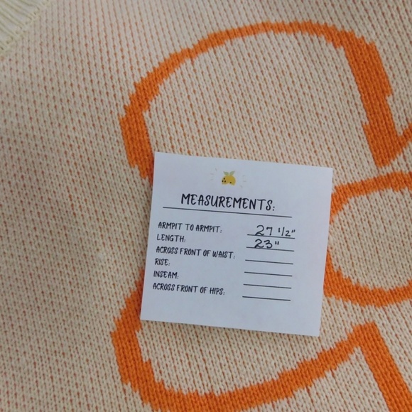 BAILEY ROSE Peach Orange Floral Sweater Pullover Knit Oversized Cropped Large - Picture 12 of 12